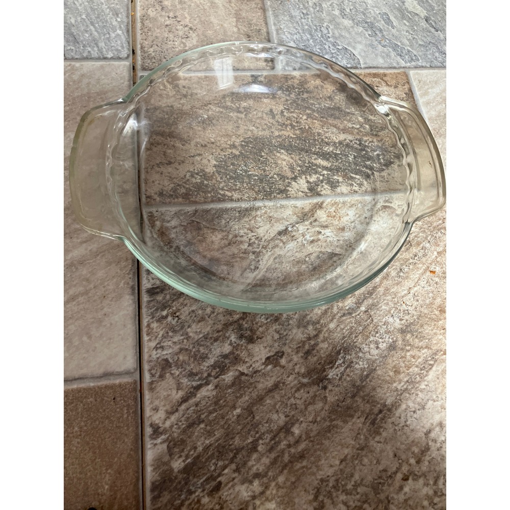 Ovenware Clear Glass Deep Pie Plate 9 Inch 1 Quart Scalloped Rim Made in USA